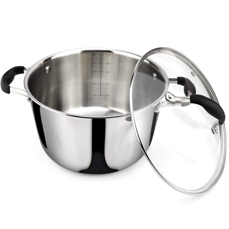 AVACRAFT 18/10 Tri-Ply Stainless Steel Dutch Oven, Chefâ€™s Pan with Glass Lid, Induction Compatible, Multipurpose Stock Pot, 5 Quart - Image 4